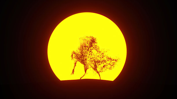 生长中的树的剪影，形状像一匹马。环保的概念。图片下载