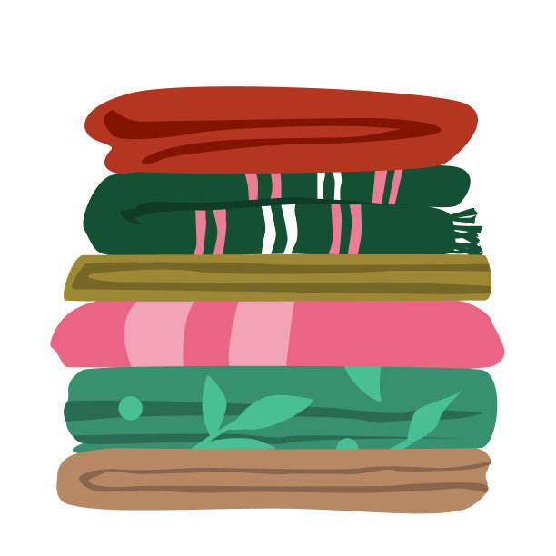 矢量图的典型混合匹配的毛巾折叠层。普通浴巾堆成一堆图片下载
