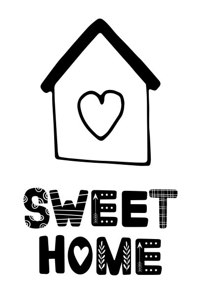 甜蜜的家斯堪的纳维亚涂鸦卡图片下载