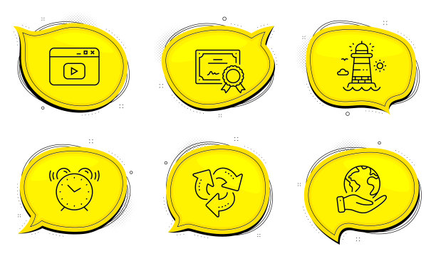 灯塔回收和视频内容图标集图片下载