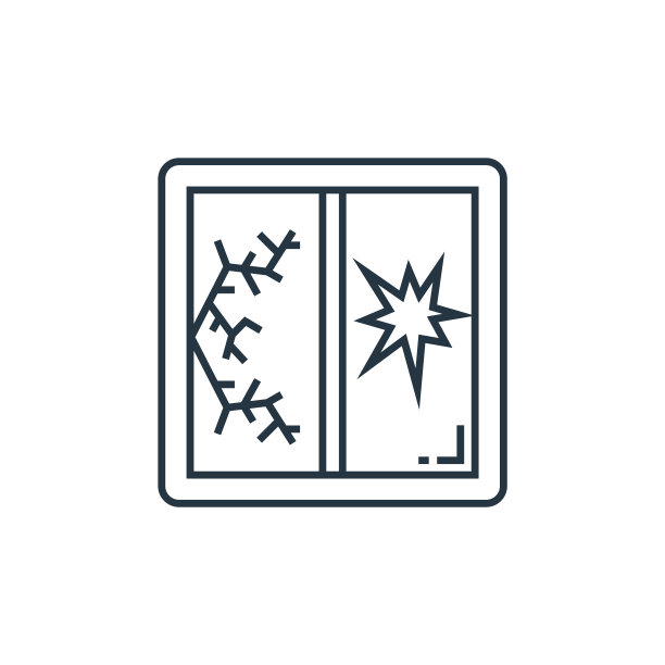 破窗矢量图标。破窗可编辑的笔触。破窗线性符号用于网页和移动应用程序，标志，印刷媒体。细线说明。矢量孤立轮廓绘制。图片下载