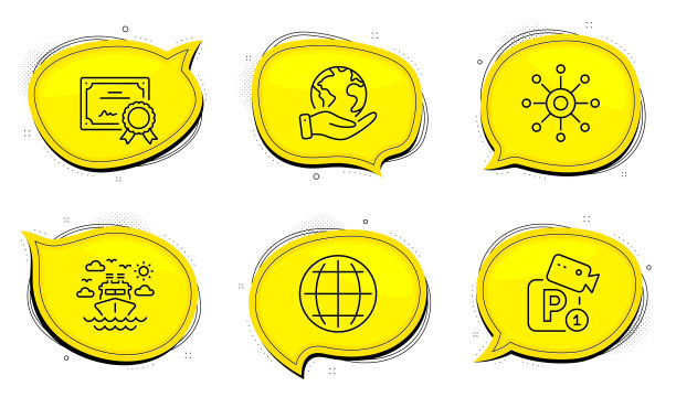 多通道地球仪和停车安全图标设置图片下载