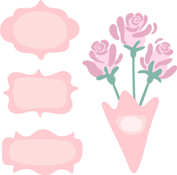 三个精致的粉色古董相框图片下载