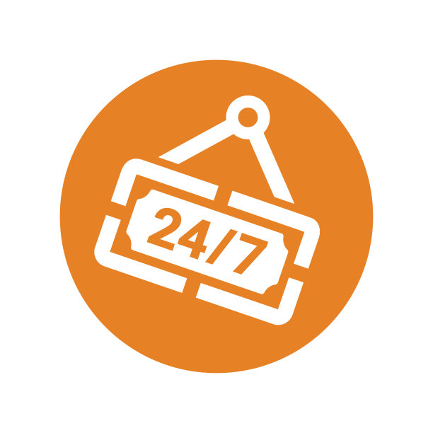 24/7营业标识、24小时7天服务图标设计图片下载