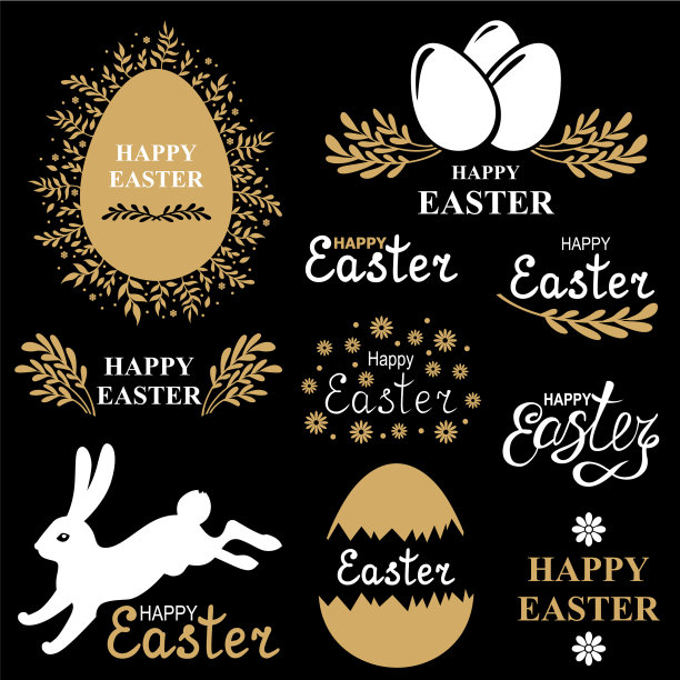 复活节装饰问候图标集图片下载