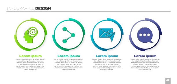 设置邮件和电子邮件，分享，信封和语音气泡聊天。业务信息模板。向量图片下载