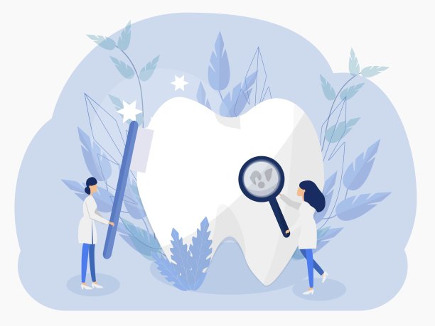 医生妇女进行体检，医疗美白牙齿。矢量设计中的口腔医学概念图解图片下载