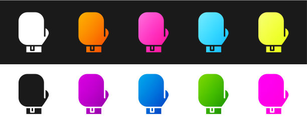 设置拳击手套图标隔离在黑色和白色背景。矢量图图片下载