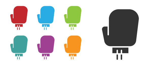 黑色拳击手套图标孤立在白色背景。设置图标丰富多彩。矢量图图片下载