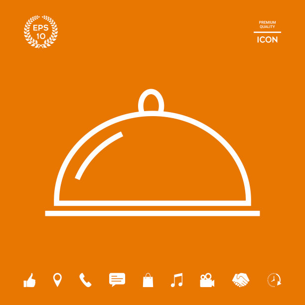 餐厅钢托盘服务钟形线图标图片下载