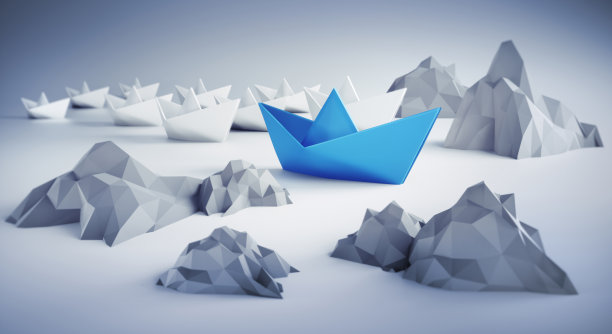 纸船与低聚冰山图片下载