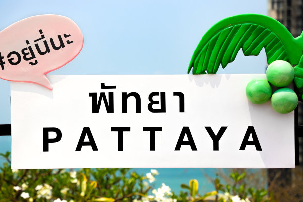 芭堤雅白底黑字。图片下载