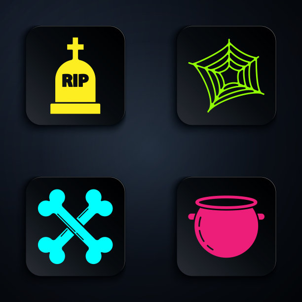 设置万圣节女巫坩埚墓碑与撕裂图片下载