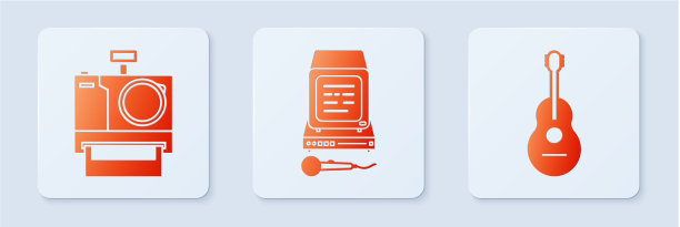 设置卡拉ok相机和吉他白色图片下载