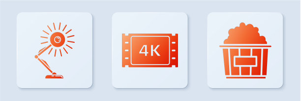 设置4k电影磁带架台灯和爆米花图片下载