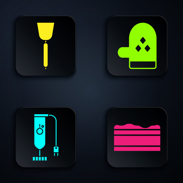 设置布朗尼巧克力蛋糕抹刀搅拌机和图片下载