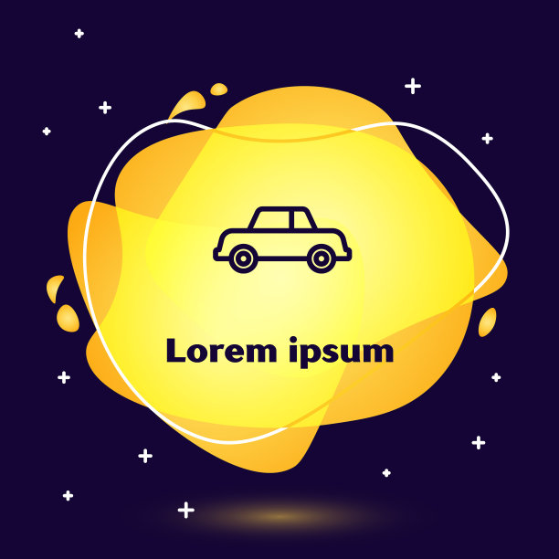 黑色线汽车图标孤立在蓝色背景图片下载