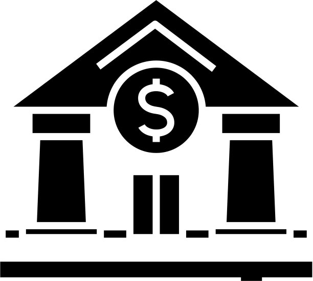 银行大楼黑色图标概念图片下载