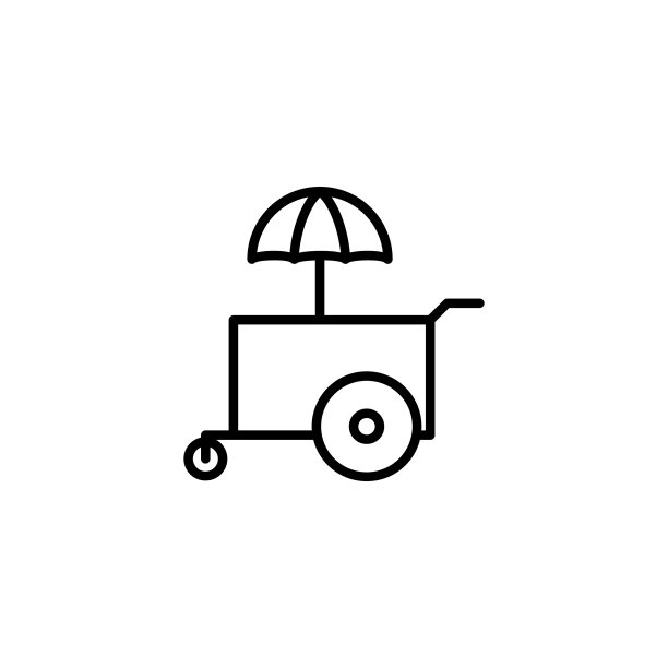 排队热狗车黑色图标上的白色背景图片下载