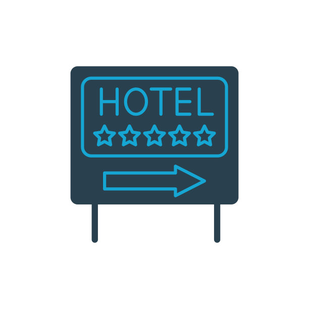 酒店招牌图标上的白色背景图片下载