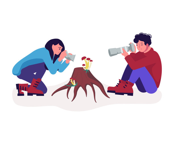 摄影师拍蘑菇照片图片下载