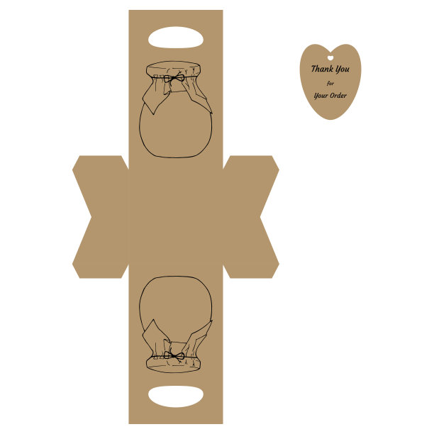 简单包装盒模切立方体模板与罐子和标签与文本â感谢您的Orderâ在白色背景-矢量绘制图形设计。图片下载