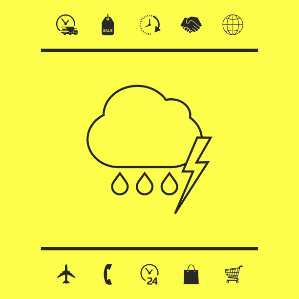 云雷暴闪电雨线图标图片下载