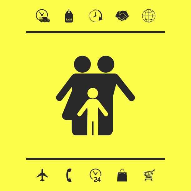 具有儿童图标的家庭图形元素图片下载