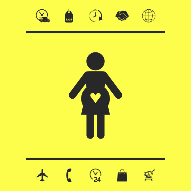 孕妇图标与心脏图形元素图片下载