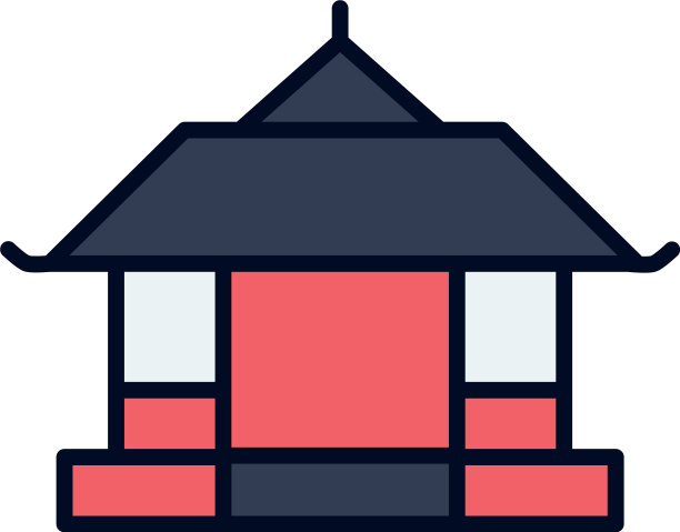 孤立的日本房子线填充图标图片下载