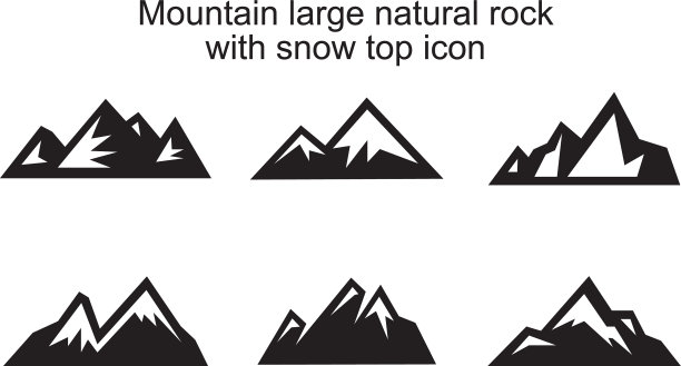 山大天然岩石与雪顶部图标图片下载