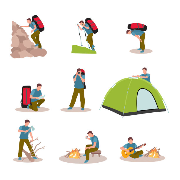 徒步度假人物设定孤立图片下载