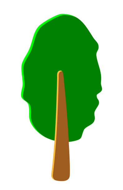 绿树在春夏风格化的描绘图片下载