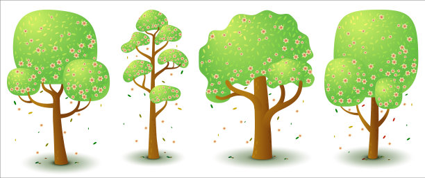 在春天，绿树上开粉红色的花图片下载