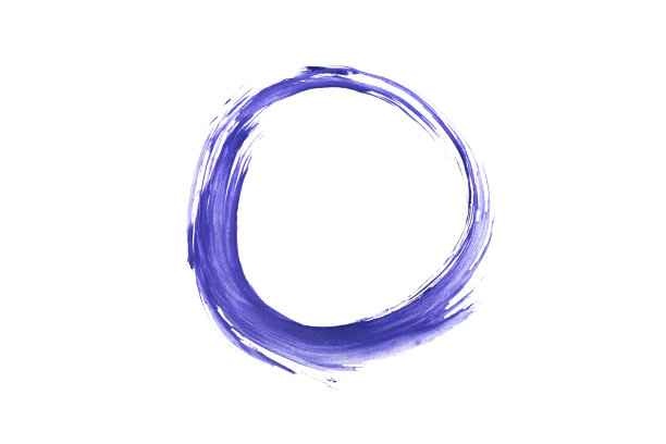 圆形框架的文字或照片在蓝色不小心油漆在白色背景。空白的布局或设计元素。图片下载