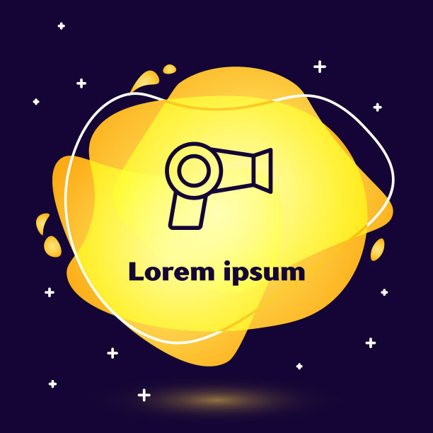 电吹风图标用黑色线隔离在蓝色上图片下载