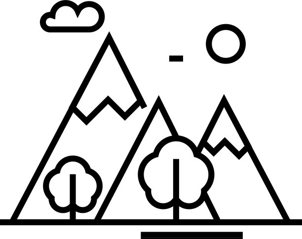 森林步行线图标概念标志轮廓图片下载