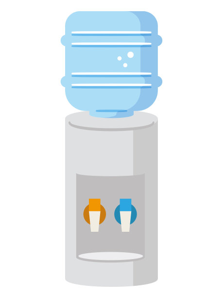 水冷却器。瓶装水。矢量平面轮廓图标插图孤立在白色背景。图片下载