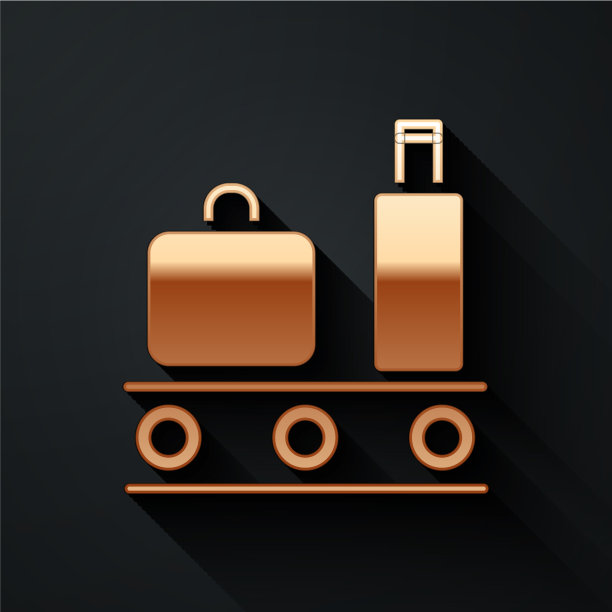 黄金机场传送带与旅客行李图片下载