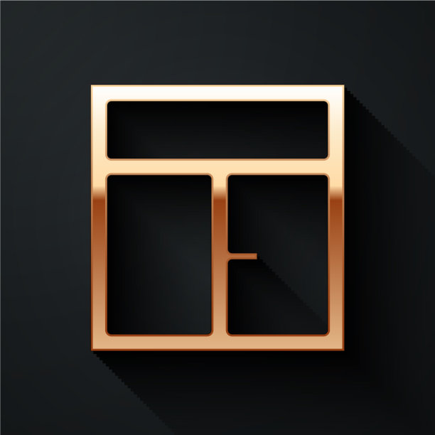 金色窗口的房间图标隔离在黑色图片下载