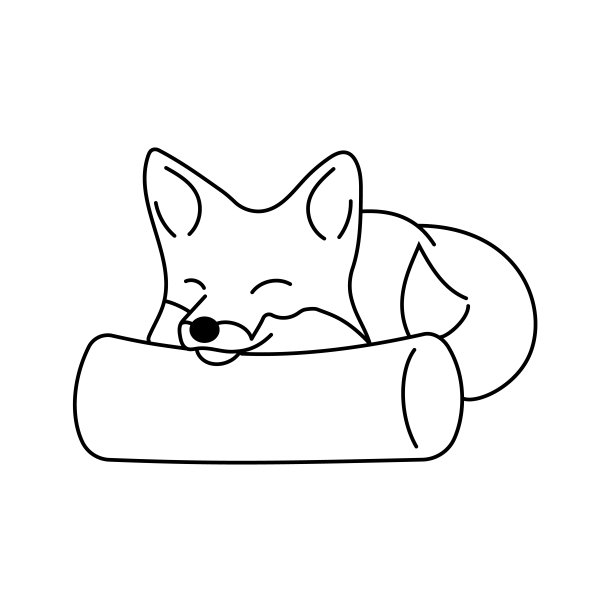 福克斯是睡觉。平的图标。矢量插图。图片下载