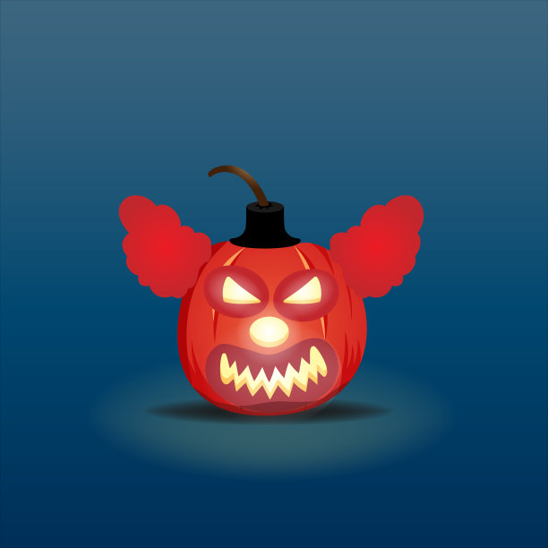 南瓜的小丑。令人毛骨悚然的笑容。万圣节矢量插图。图片下载