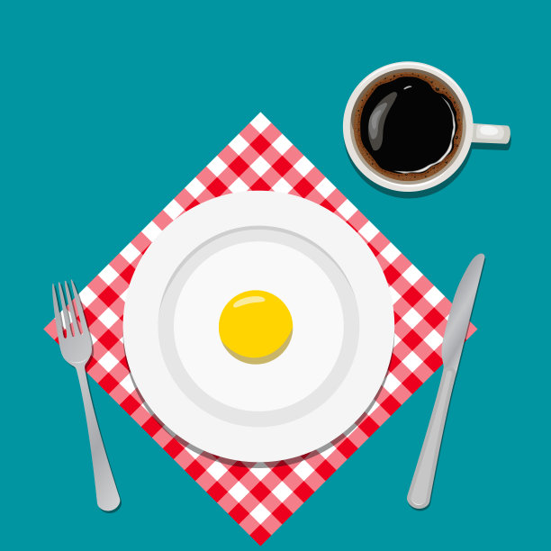早餐。煎鸡蛋和咖啡。矢量插图。图片下载