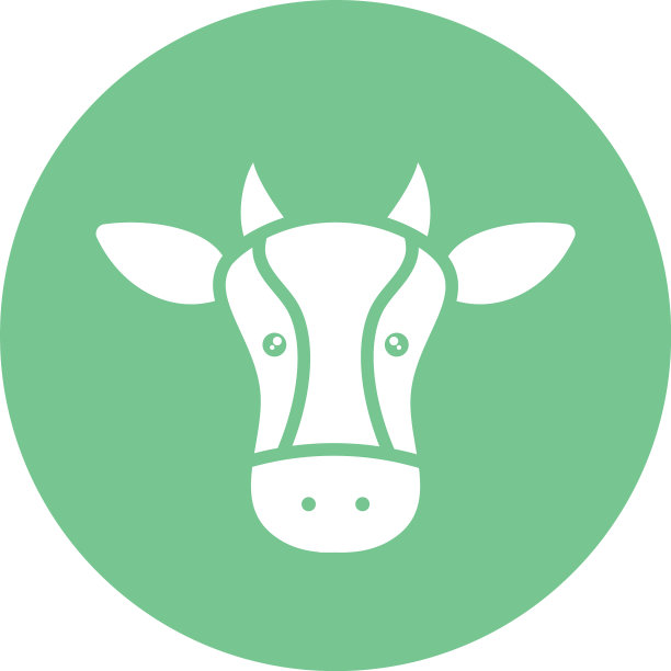 可爱的奶牛卡通剪影块风格图标图片下载