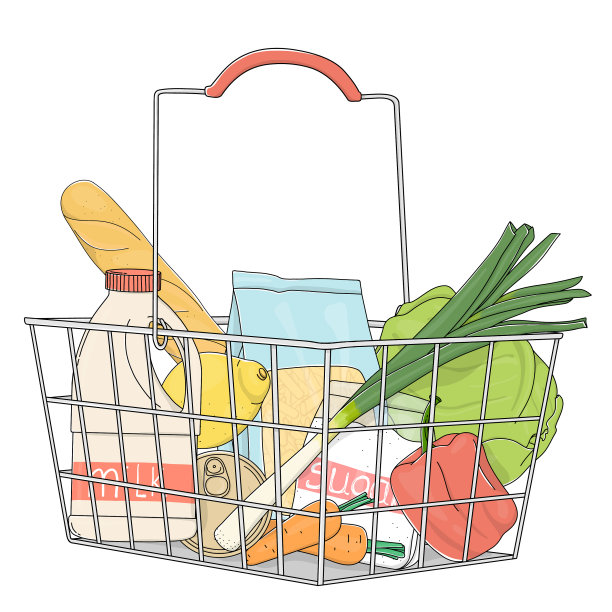 超市里的商品篮子图片下载