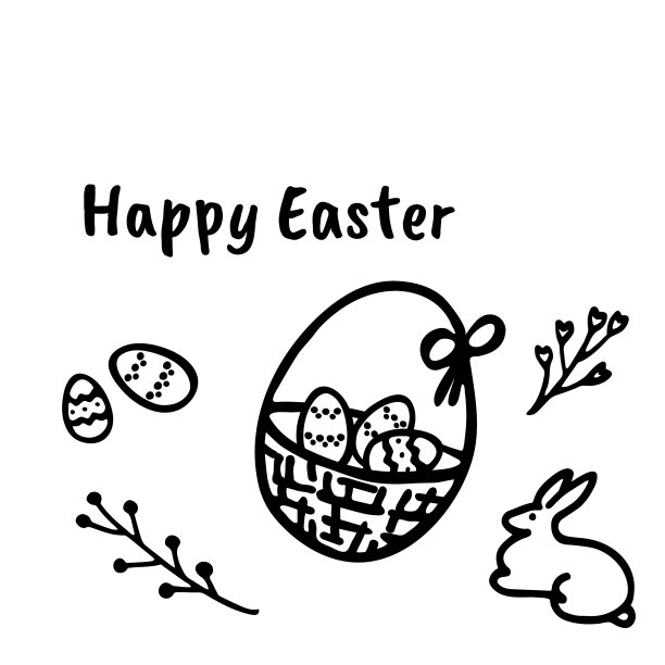 复活节春季涂鸦元素手绘图形图片下载