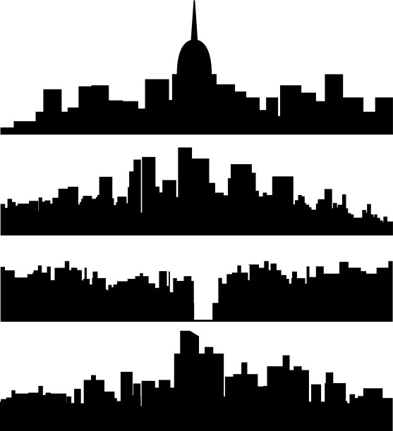 黑色城市剪影集图片下载