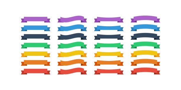 丝带横幅。彩带横幅收集，孤立。丝带横幅矢量图标彩虹颜色。矢量图图片下载