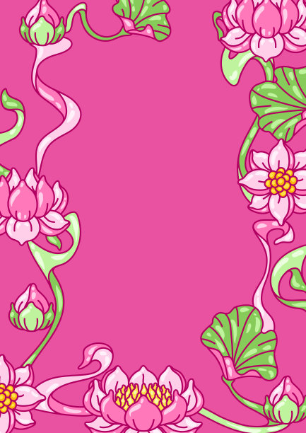 背景与荷花。新艺术复古风格。图片下载