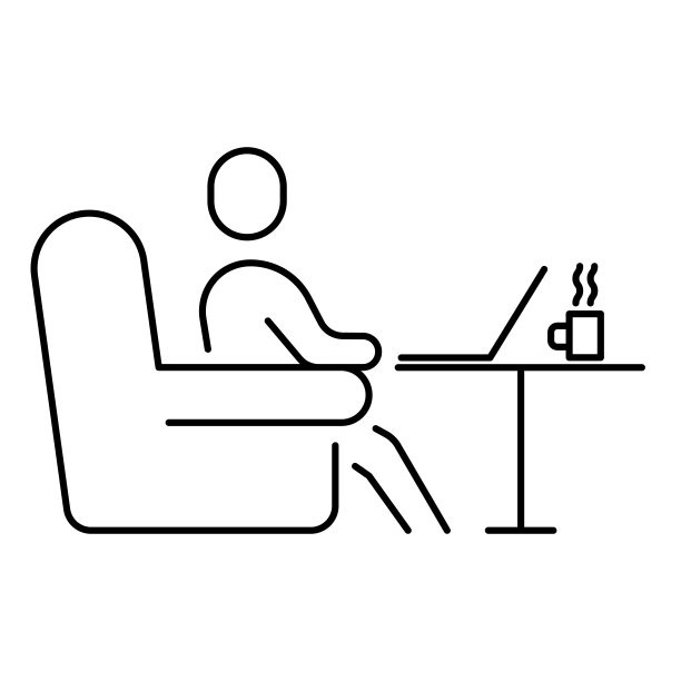 简单的线性图标，从家里或远程工作。图片下载